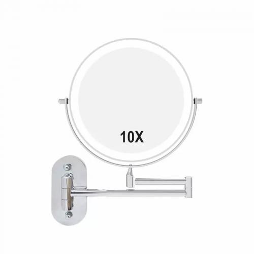 Rechargeable Wall Mounted Bathroom Mirror With 5X Magnification